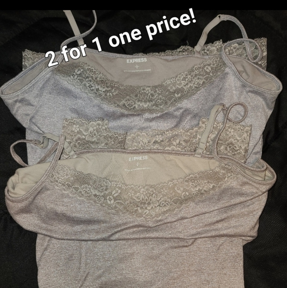 TWO Like New Express Shimmery Lace Camis (Large)